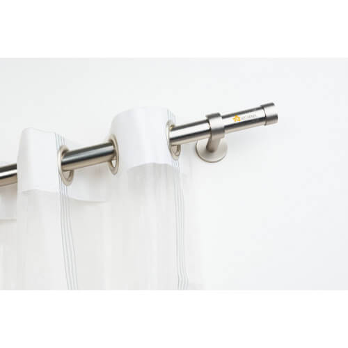 Curtain Pole in satin steel Ø 28mm with Wall Bracket