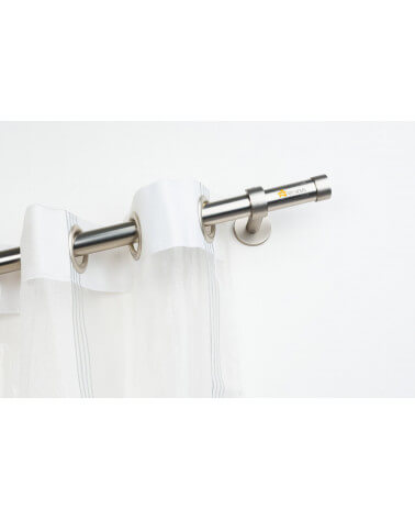 Curtain Pole in satin steel Ø 28mm with Wall Bracket