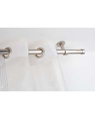 Curtain Pole in satin steel Ø 28mm with Ceiling Bracket